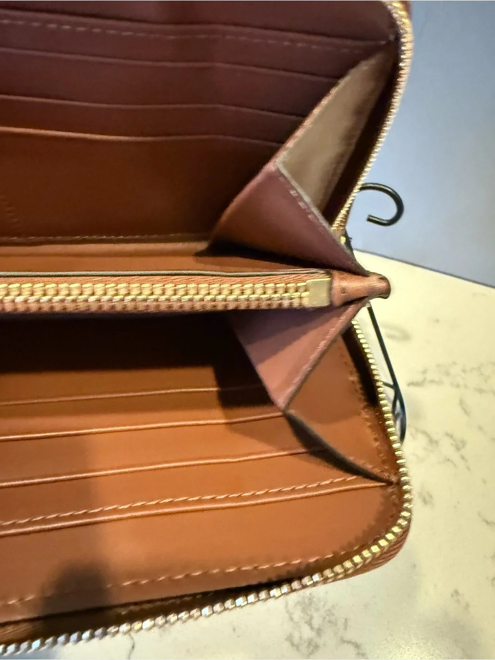 Burberry Brown Embossed Zip-Around Card Holder